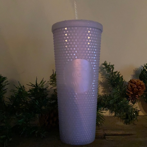 2021 Studded Winter Holiday Icy White Lilac Bling Cup Tumbler 24oz Tumbler